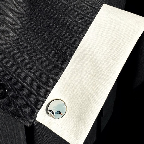 JAJ Pyrex Wildfowl bronze cuff links - Picture 2 of 2